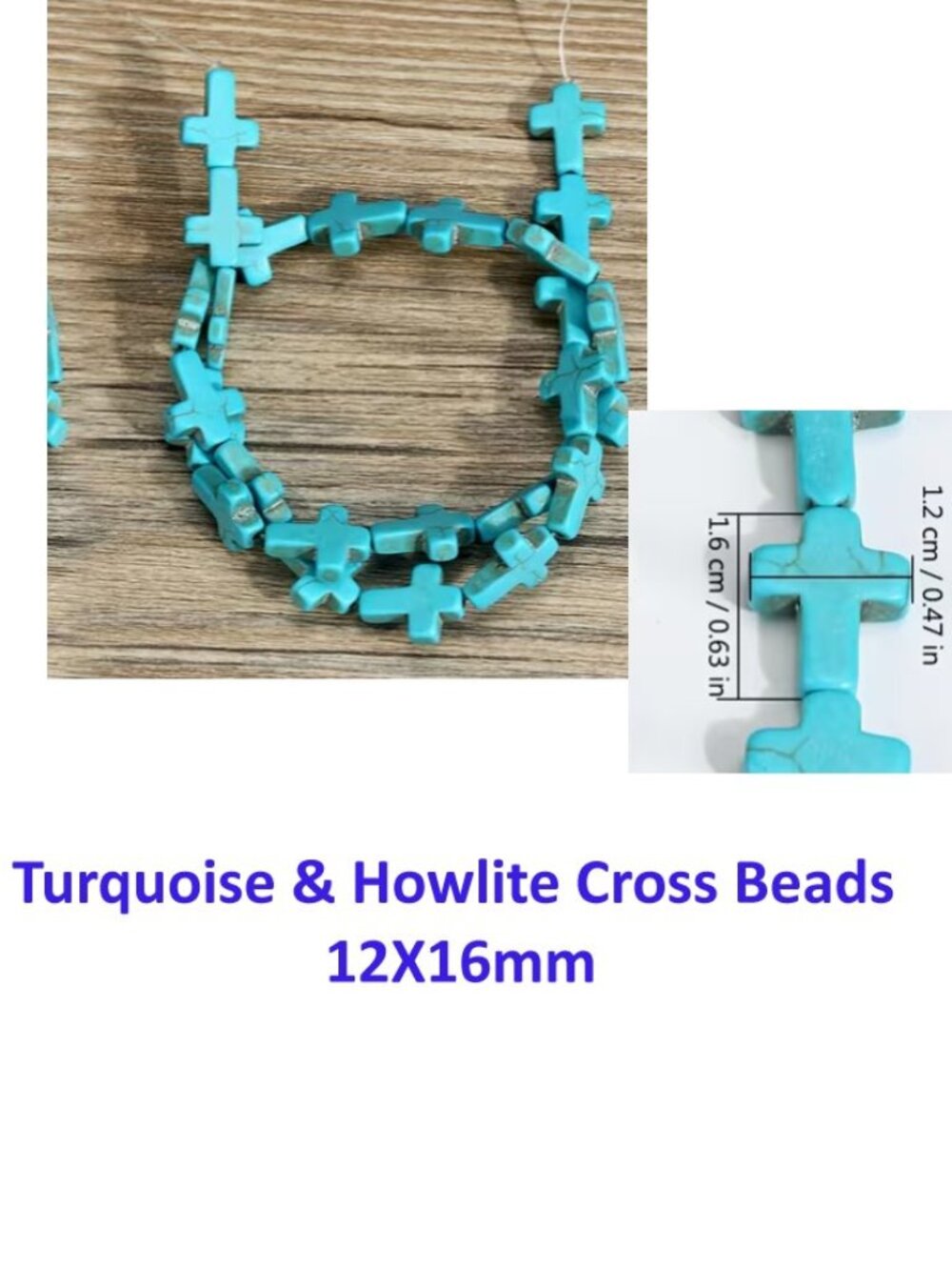 Turquoise & Howlite Cross Beads 25 Beads 12x16mm
